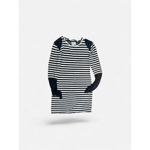 Pencey Striped Mini Dress Womens Black White Good Sheer Mesh Polka Dot Detail